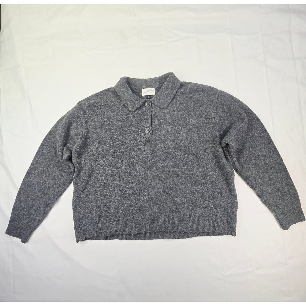 Universal Thread Polo Sweater Women XXL Gray Long Sleeve Knit Button Collar